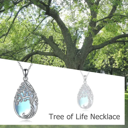 Miniatura 61 de ONEFINITY Collar de plata de ley 925 con diseño de árbol de la vida con colgante de nudo celta de concha de abulón para mujer