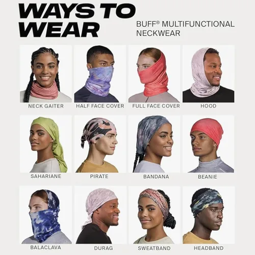 Miniatura 5 de BUFF CoolNet UV Polaina para el cuello, Protección solar UPF 50, Transpirable, Versátil, Mascarilla de secado rápido, Negro y Azul, Talla para Sun
