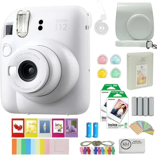 Fujifilm Instax Mini 12 - Cámara de película instantánea | Color Blanco Arcilla | Incluye película instantánea Fujifilm Instax Mini | 40