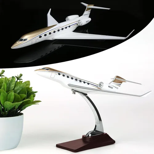 Modelo de avión a escala 1:100 Gulfstream G650 Aviones de simulación a presión para adultos, modelo de resina de 12 pulgadas, entusiastas de la