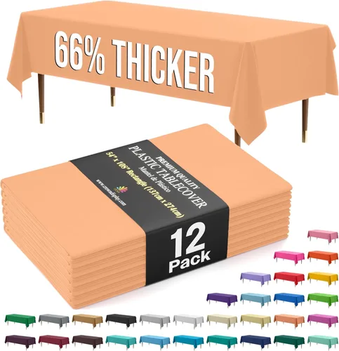 Miniatura 53 de Exquisite 66% Thicker Premium Plastic Table Cloth Rectangle Table Cover 0.5 Mil 6 Pack Aqua Table Cloth 54 Inch x 108 Inch Disposable Tablecloth
