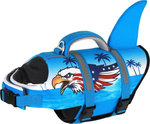 Miniatura 8 de Dogcheer Chaleco salvavidas para perros Tiburón, Chaleco salvavidas ajustable para perros para natación y navegación con flotabilidad superior y asa