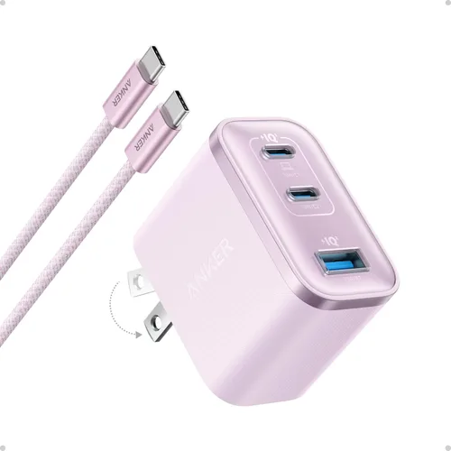Miniatura 8 de Anker Cargador nano, salida ultrarrápida de 70 W, bloque de cargador USB C de 3 puertos, carga rápida, compacto y elegante, para iPhone serie 17/16