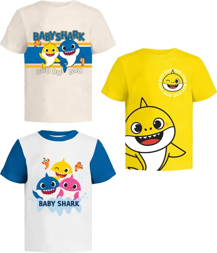 Miniatura 8 de Nickelodeon Baby Shark - Camiseta gráfica para niños pequeños (paquete de 3) con camiseta de personaje familiar de mamá y papá, trajes para niños