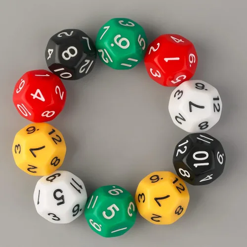 Miniatura 9 de Juego de 10 dados poliédricos de escultura D12 de acrílico de 12 caras para fiesta de club, familia, juego de mesa