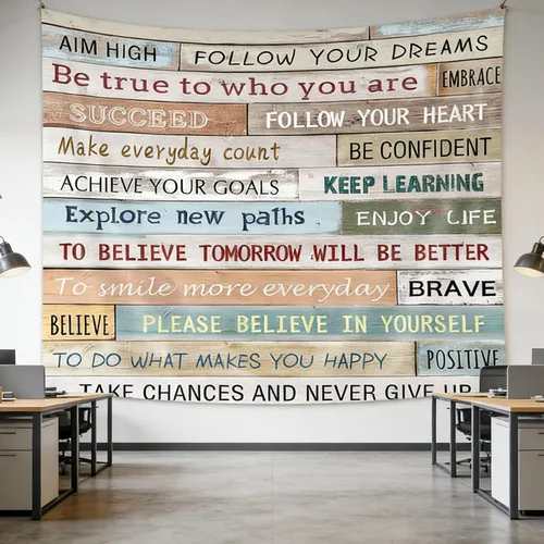 Miniatura 3 de Tapiz con citas inspiradoras para colgar en la pared, tapiz motivacional, palabras positivas, letras, refranes, tapiz rústico de granja