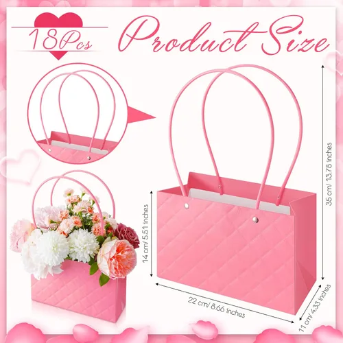 Miniatura 2 de TaoBary 18 bolsas de flores con asas para ramo, caja de regalo floral de graduación 2026, cajas de floristería impermeables para suministros