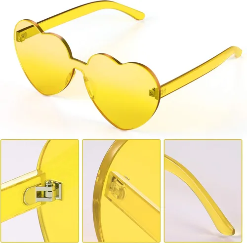 Miniatura 3 de Maxdot - Lentes de sol transparentes sin marco con forma de corazón para fiestas