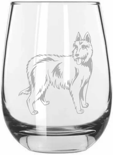 Miniatura 51 de Sakhalin Husky Dog - Copa de vino grabada personalizada de 15.25 onzas sin tallo