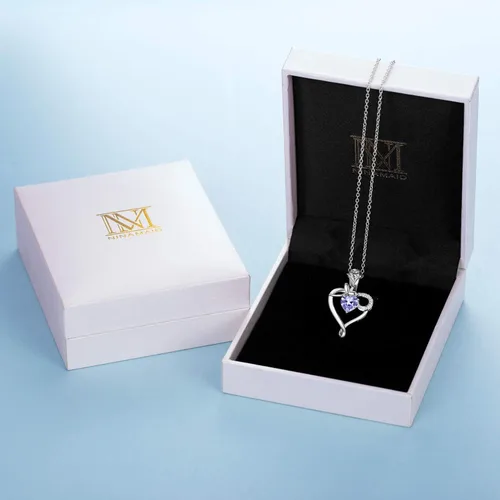 Miniatura 6 de Collar de corazón con piedra natal para mujer, plata de ley 925, collar con colgante de flor de rosa, collar para madre e hija para mamá, mujer