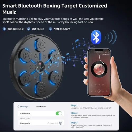 Miniatura 3 de Segunda Generación de Máquina de Boxeo con Música con Guantes de Boxeo, Máquina de Boxeo Montada en Pared con Música, Entrenador de Boxeo con Música