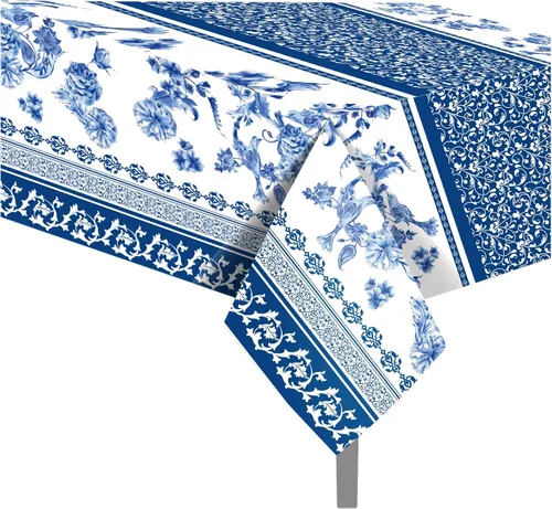 Miniatura 58 de 1 paquete de mantel de plástico con diseño de bandera americana del 4 de julio para fiesta, 54 x 87 pulgadas de largo, mantel rectangular para bufé