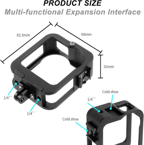 Miniatura 2 de Accesorios para Gopro Max Funda de aleación de aluminio, carcasa protectora de marco con interfaz de zapata compatible con GoPro MAX lente