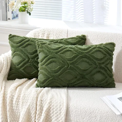 Miniatura 41 de MIULEE - Juego de 2 fundas de almohada de lana sintética suave y afelpada, fundas decorativas de estilo bohemio para sofá, sala de estar, cama, 18 x
