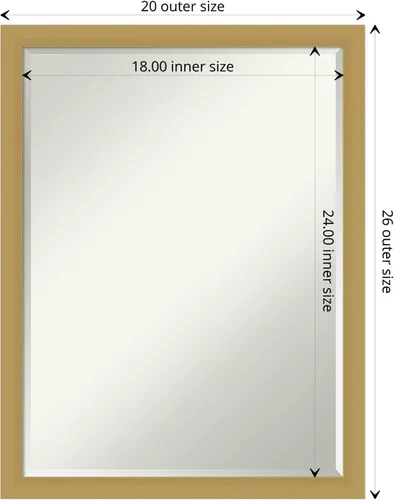 Miniatura 3 de Amanti Art Espejo de baño dorado para sobre el fregadero, espejo rectangular de 28 x 22 pulgadas, marco casual medio, se cuelga horizontal