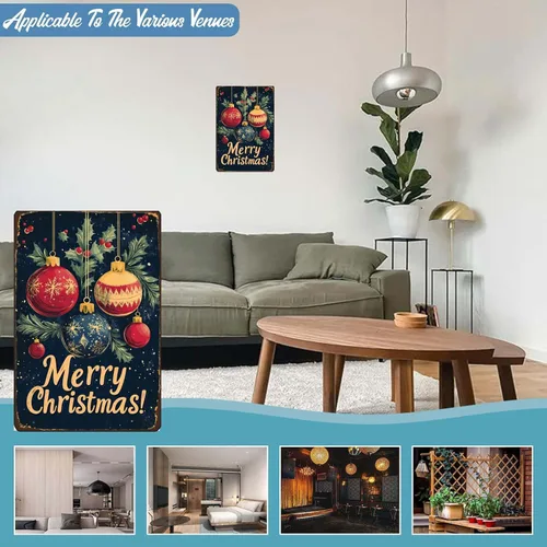 Miniatura 4 de CCPARTON Carteles de Feliz Navidad Graciosos Cartel de Hoja de Estaño para Decoración del Hogar Interior Jardín Patio Exterior Porche 8x12 Pulgadas