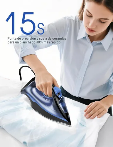 Miniatura 3 de Sundu Plancha de vapor para ropa con suela recubierta de cerámica de calentamiento rápido, 1500W con dial de termostato preciso, autolimpieza