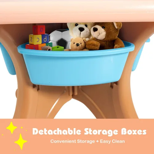 Miniatura 9 de Costzon, juego de mesa y 2 sillas para niños, para arte con cubos de almacenamiento desmontables, fuerte capacidad de carga, livianos, muebles