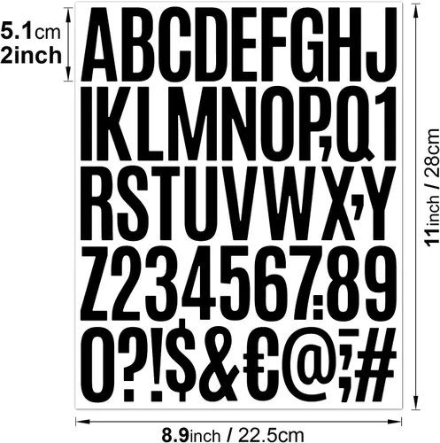 Miniatura 5 de 10 hojas de 500 calcomanías de letras de vinilo, calcomanías autoadhesivas de números del alfabeto, de 2 pulgadas, impermeables, para buzones