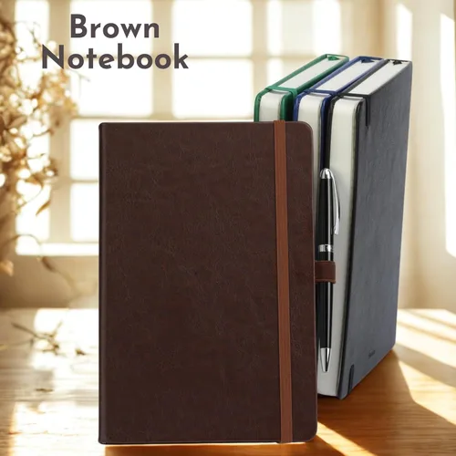 Miniatura 6 de SETTINI Cuaderno de diario para escribir, cuaderno de tapa dura de cuero vegano – Bucle para bolígrafo, bolsillos traseros y diseño plano, 120 GSM