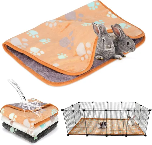 Miniatura 13 de YUEPET Mantas impermeables de conejillo de indias, lavables, paquete de 3 forros de forro polar para animales pequeños, funda de almohadilla suave