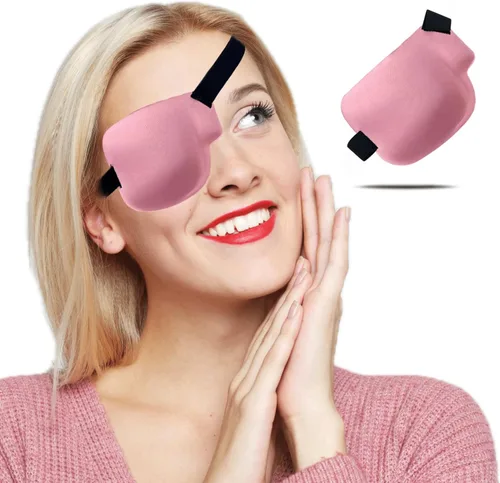 Parche para ojos 3D, parches médicos para adultos y niños, parches para ojos perezosos para ambliopía 3D para ojo derecho, color rosa Rosado
