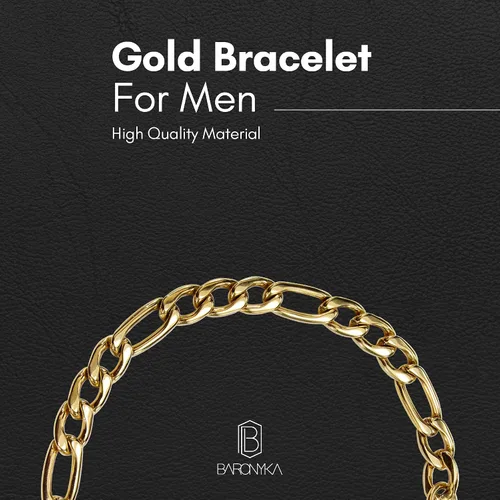 Miniatura 3 de Baronyka Pulsera de cadena Figaro hecha a mano para hombre, pulsera de eslabones de acero inoxidable, 8 pulgadas con cierre de langosta, pulsera