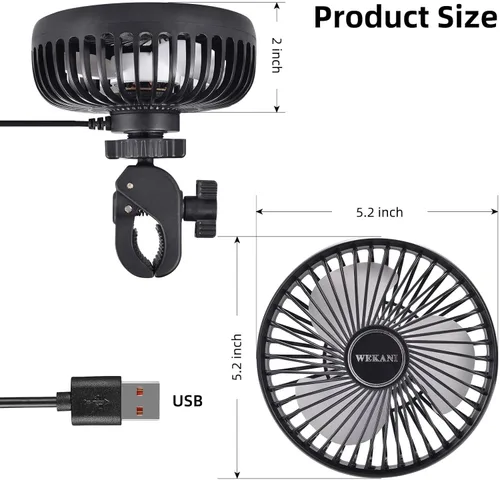 Miniatura 5 de Ventiladores de carrito de golf para accesorios de carrito de golf, ajustes de 3 velocidades para modelos EZGO Club Car Yamaha con abrazadera