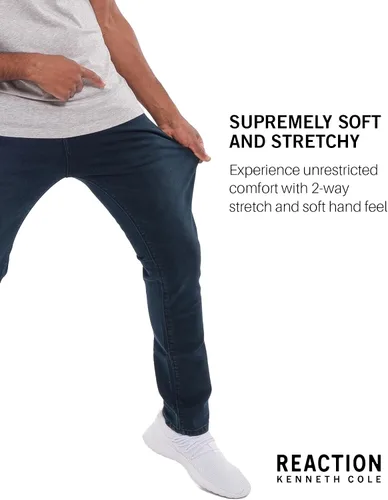 Miniatura 3 de Kenneth Cole REACTION Jeans ajustados para hombre, jeans elásticos de 2 vías para hombre, corte ajustado, jeans de 5 bolsillos para hombre