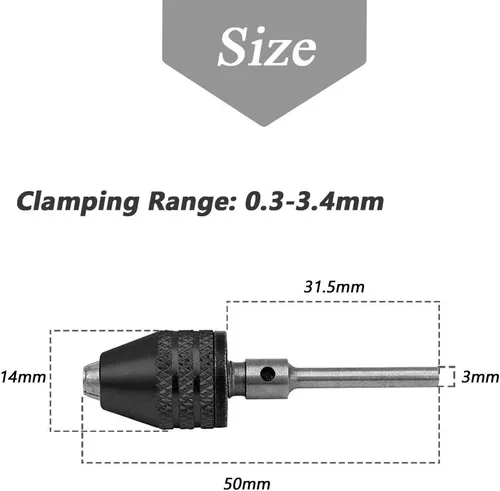 Miniatura 2 de Mesee 2 unidades de mini taladro de mandíbula sin llave, adaptador de portabrocas de cambio rápido, mini herramienta de conversión de pinza