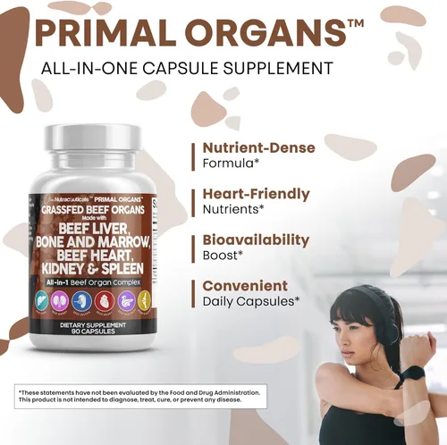 Miniatura 6 de Cápsulas de hígado de res alimentada con pasto de Clean Nutraceuticals - Suplemento de calidad premium empaquetado con corazón de res, bazo
