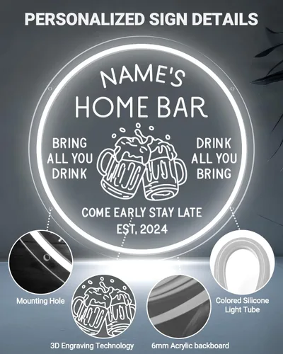 Miniatura 5 de Letrero de neón LED personalizado para bar en casa, letrero de neón para bar personalizado con control remoto de temporización para decoración
