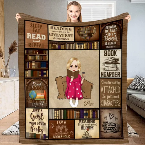 Miniatura 10 de Manta de Lectura Personalizada y Manta para Tirar para Amantes de los Libros, Regalos para Hijas, Manta Acogedora para Todas las Estaciones