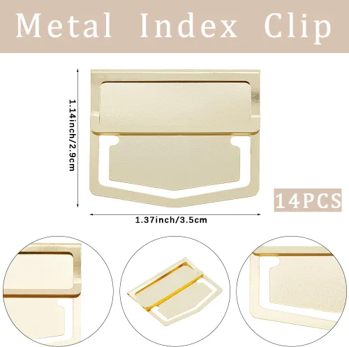 Miniatura 2 de CRASPIRE 14 clips de índice de metal para marcapáginas de 1.1 x 1.4 pulgadas, de acero inoxidable dorado, retro, marcadores de línea de página