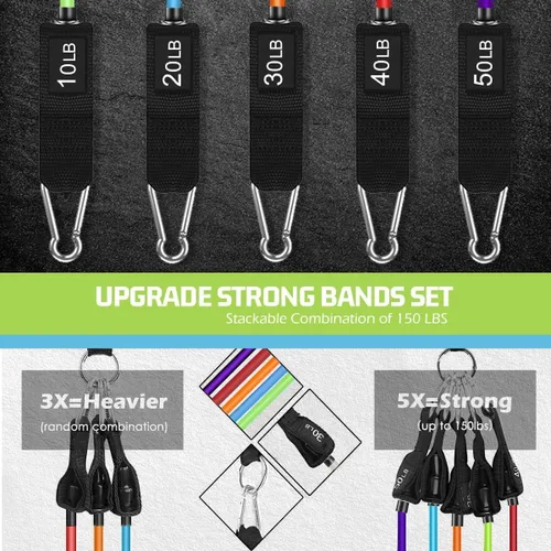 Miniatura 4 de VEICK Bandas de resistencia, bandas de ejercicio, bandas de entrenamiento, bandas de resistencia para entrenar con asas para hombres y mujeres