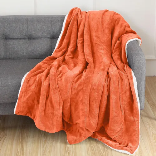 Miniatura 31 de Elegant Comfort Manta de Sofá Reversible de Sherpa Sólida, Manta para Todas las Estaciones - Súper Suave, Acogedora y Afelpada - Manta Decorativa