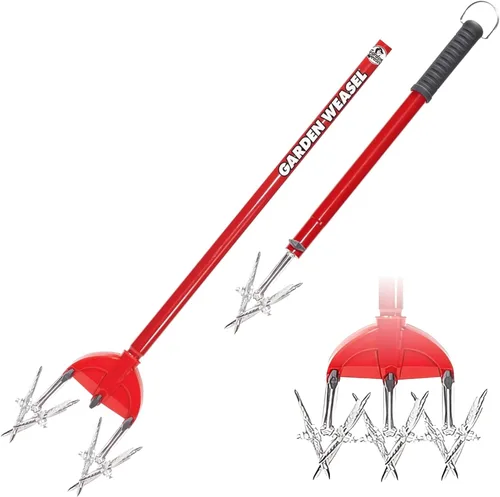 Garden Weasel Cultivador Rotativo y Labrador Manual - 2 en 1 | Aireación, Desmalezado, Cultivo, Plantación, Resembrado | Herramienta de Jardín para