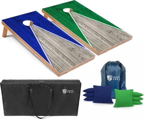 Miniatura 62 de Tailgating Pros Juego de tablero de Cornhole ligero con diseño piramidal con bolsas de frijoles y estuche de transporte, juego de cornhole