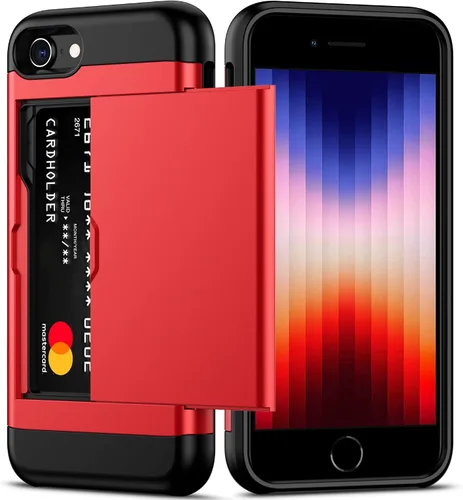 Miniatura 8 de Nvollnoe Funda para iPhone SE Funda 2022/iPhone SE 2020/7/8 Funda con Soporte para Tarjetas de Servicio Pesado Protectora de Doble Capa Resistente a