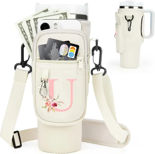 Miniatura 113 de Initial Water Bottle Holder with Strap for Stanley Cup Accessories 40 oz/Simple Modern Tumbler, Birthdays for Women Girls, Water Bottle Carrier Bag