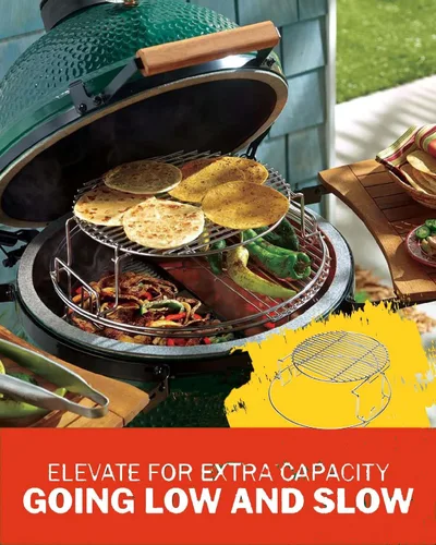 Miniatura 3 de Kit de repuesto mejorado de 5 piezas para Big Green Eggspander, incluye parrilla multifunción para parrilla, cesta de conveggtor, hecho de acero