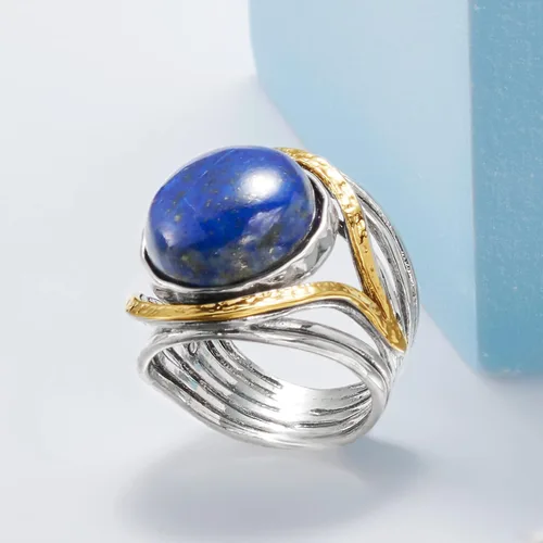 Miniatura 5 de Ross-Simons Pearl or Gemstone Openwork Ring in Silver and 14kt Yellow Gold