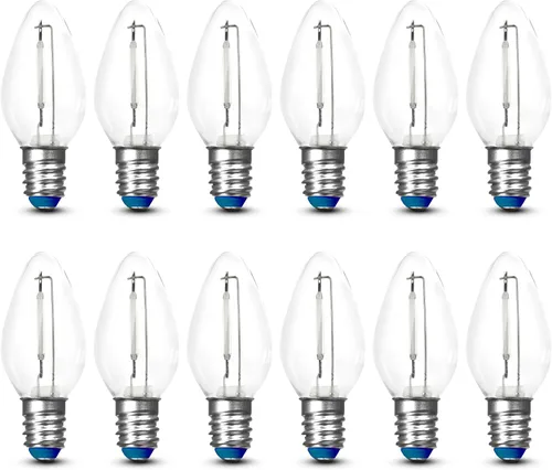 Feit Electric BPC7/B/LEDG2/2/6 - Bombilla LED C7 decorativa con base de candelabro de 0.5 W, equivalente a 7 W, 2.15 pulgadas de alto x 1 pulgada de