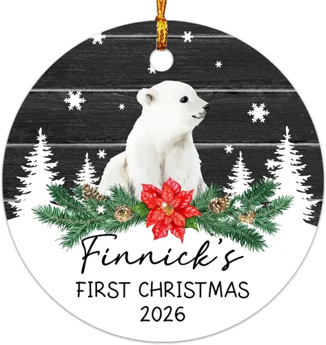 Miniatura 6 de Adorno personalizable con texto en inglés «Our First Christmas As Mr. & Mrs. 2026», adorno personalizado para el Sr. y la Sra. Nombre, primera