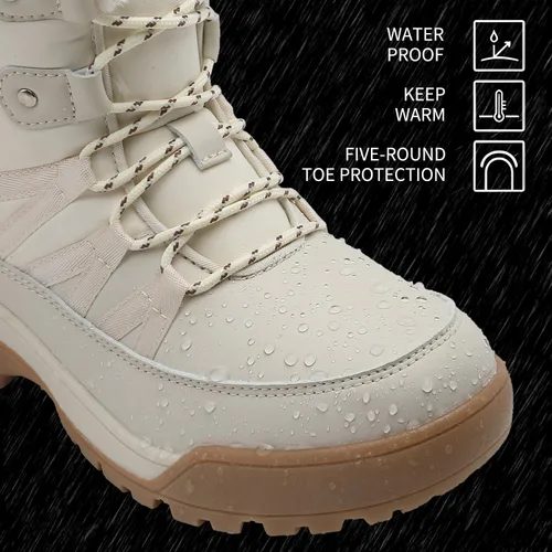 Miniatura 5 de AZBZCZ Botas de nieve de invierno para mujer, impermeables, antideslizantes, con forro de piel fría, zapatos cómodos