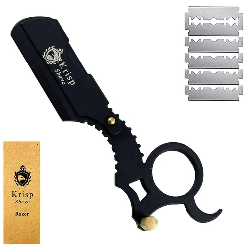 Rasuradoras rectas profesionales para hombres, juego de navajas de barbero de filo recto para afeitado de cerca - navaja de seguridad de dedo para