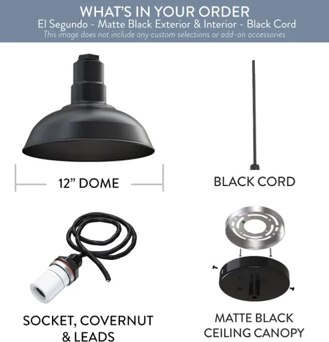 Miniatura 79 de Steel Lighting Co. El Segundo - Lámpara de granero Colgante montado en el techo Domo de 12 pulgadas Vástago de 12 pulgadas Luz de acero