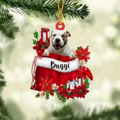 Miniatura 49 de Perro Akita Inu personalizado en bolsa de regalo, adorno de Navidad, nombre personalizado, regalo para amantes de los perros, familia, Navidad