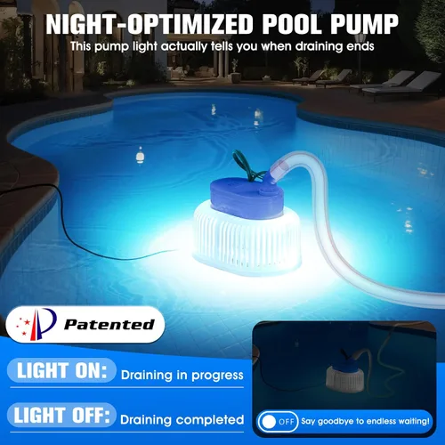 Miniatura 5 de Bomba de cubierta de piscina con luces, bomba de sumidero sumergible sobre el suelo, bombas de sumidero para drenaje de piscina, bombas