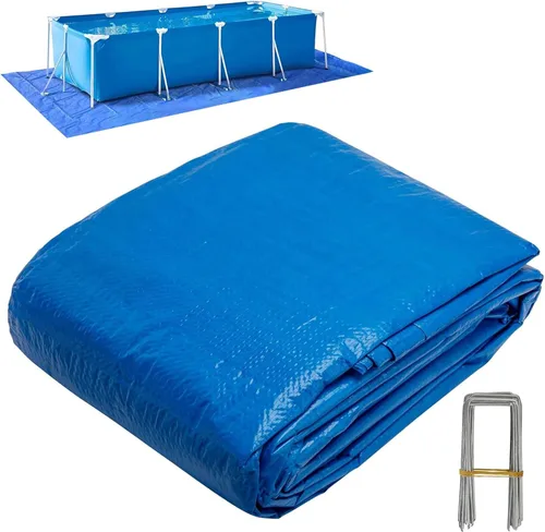 Miniatura 9 de codree Paños de tierra de piscina de 11 x 7.8 pies, rectangular, impermeable, de polietileno, para proteger la piscina sobre el suelo, evita